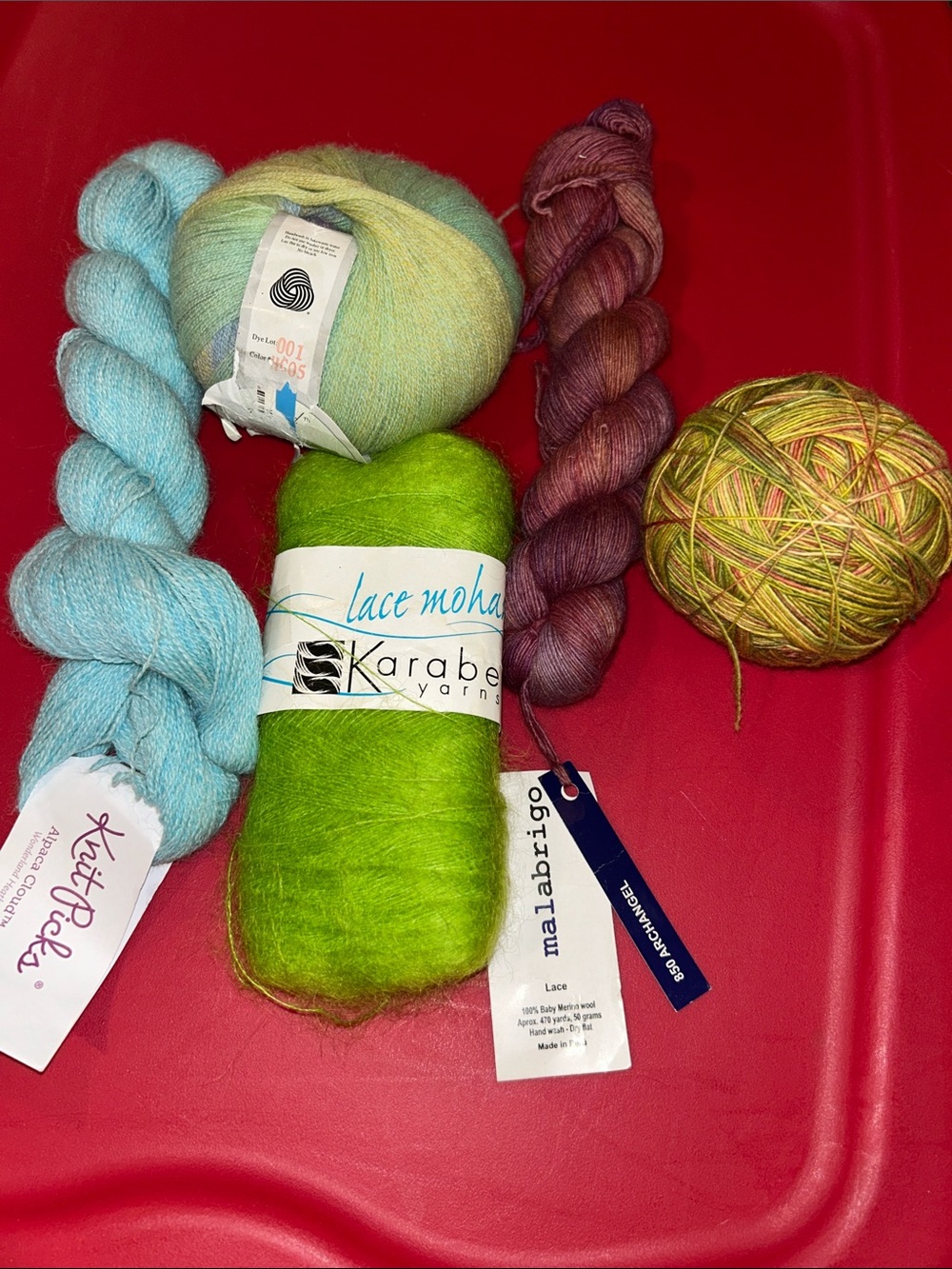 5 Assorted Brand Lace Weight Yarns
